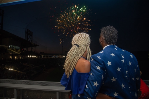 Couple watching fireworks
