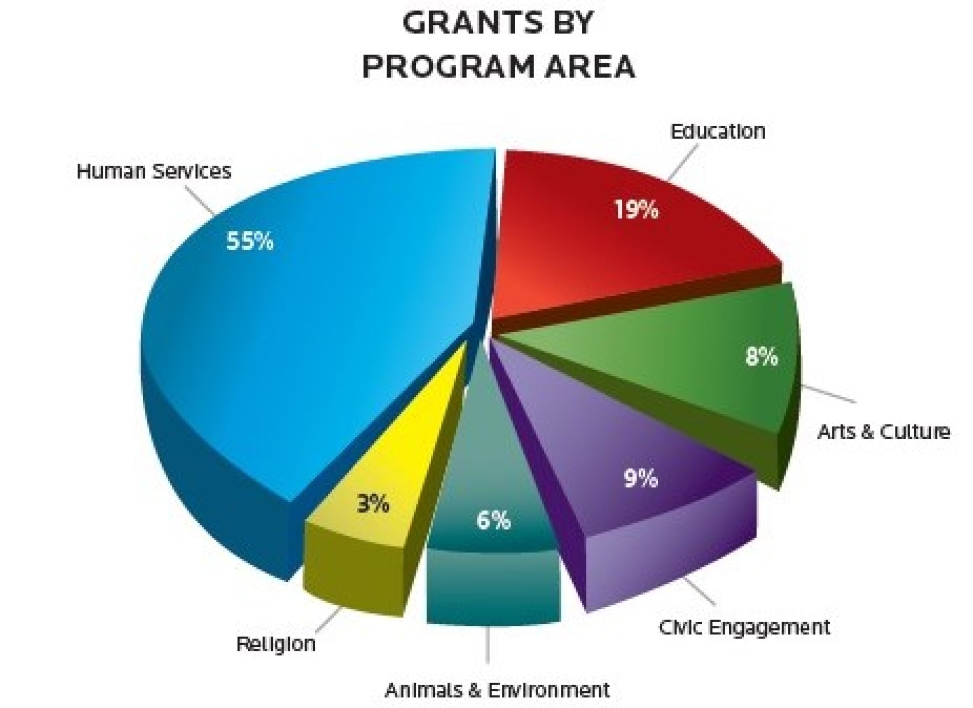 areas of giving pie chart